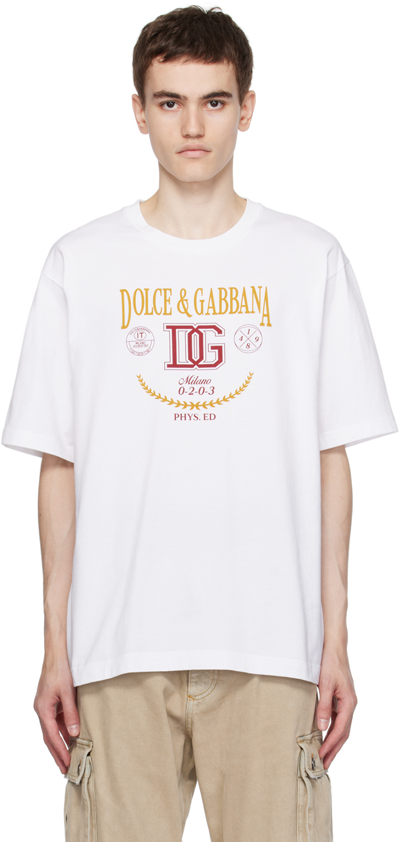 Dolce & Gabbana White Printed T-shirt In W0800 Optical White