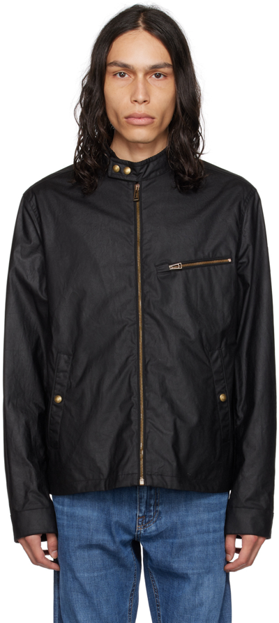 Belstaff Walkham Waxed Cotton Biker Jacket In Black
