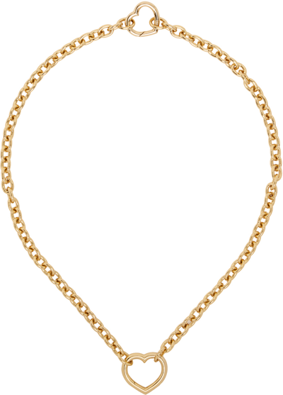 Numbering Ssense Exclusive Gold #5802 Heart Chain Link Necklace