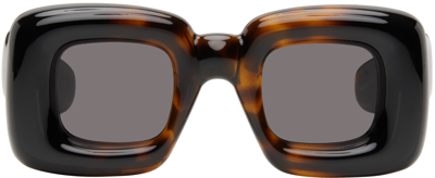Loewe Men's Inflated Acetate-nylon Square Sunglasses In Dark Havana Smoke