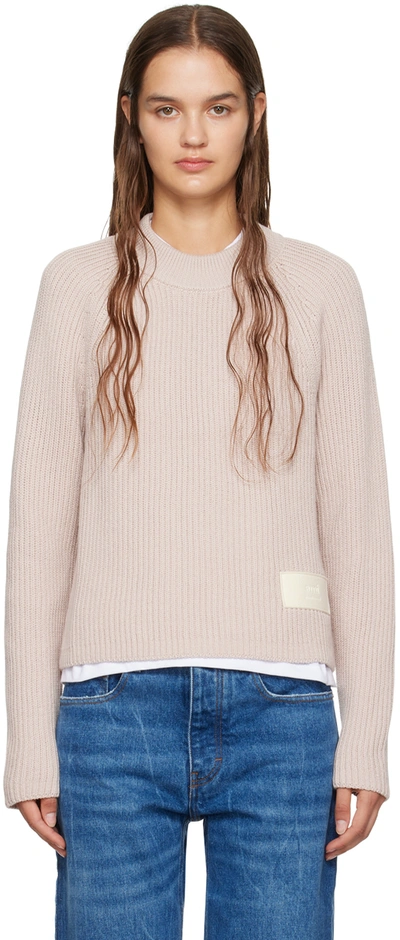 Ami Alexandre Mattiussi Pullover Mit Logo-patch In Cream