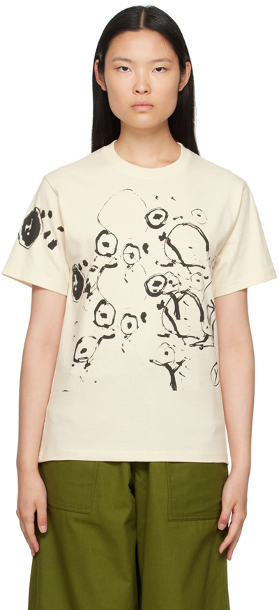 Gentle Fullness Off-white Graphic T-shirt In Oatmeal Lucas Dillon