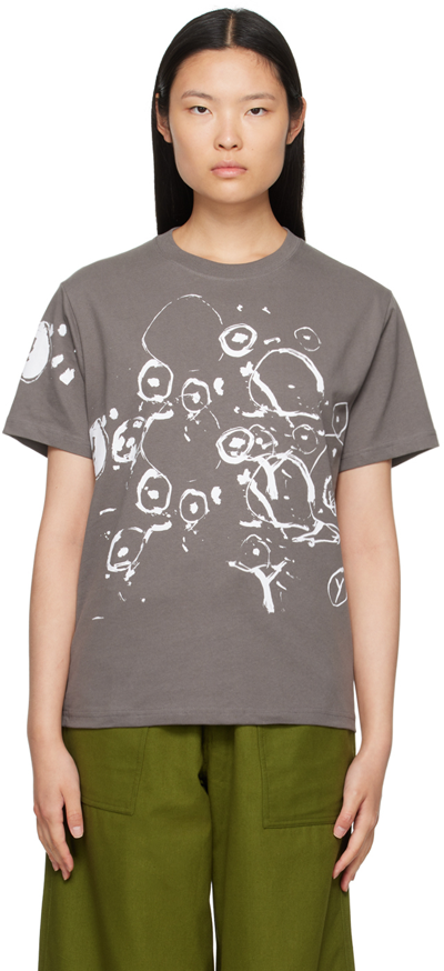 Gentle Fullness Gray Graphic T-shirt In Washed Black Lucas D