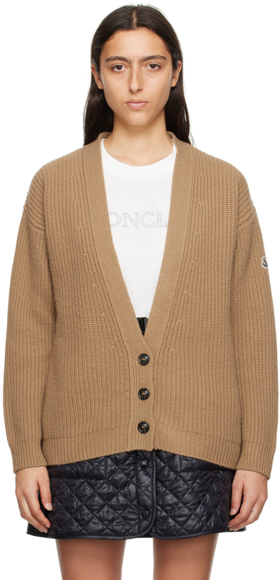 Moncler Cashmere Blend Button-front Cardigan In Camel