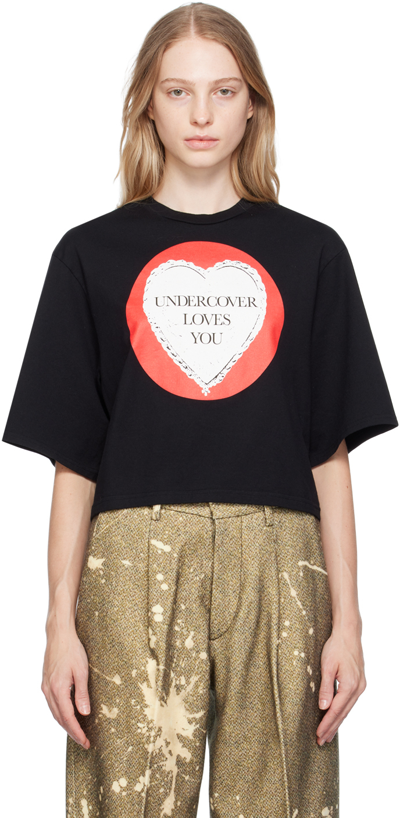 Undercover Printed Crop T-shirt In Black  