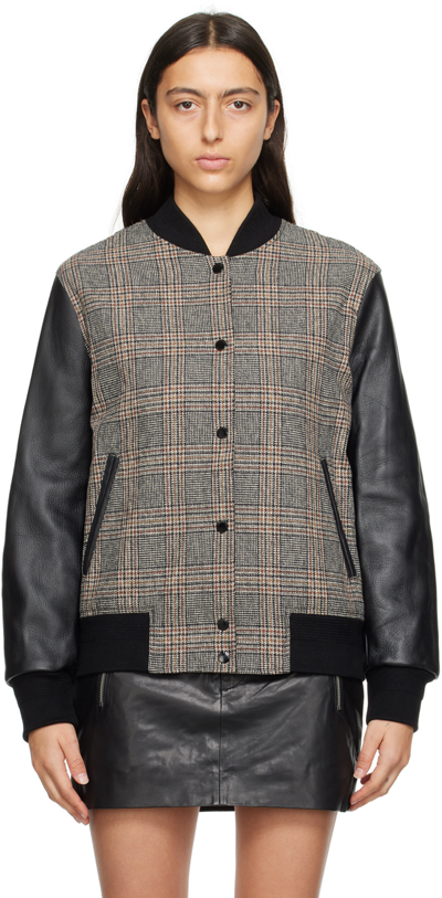 Rag & Bone Women's Mace Plaid Cotton Bomber Jacket In Black Plaid