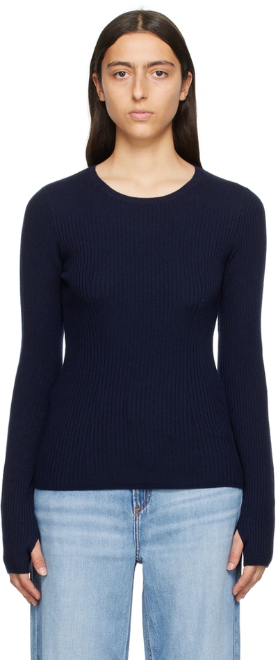 Rag & Bone Audrina Slim-fit Wool-blend Jumper In Navy