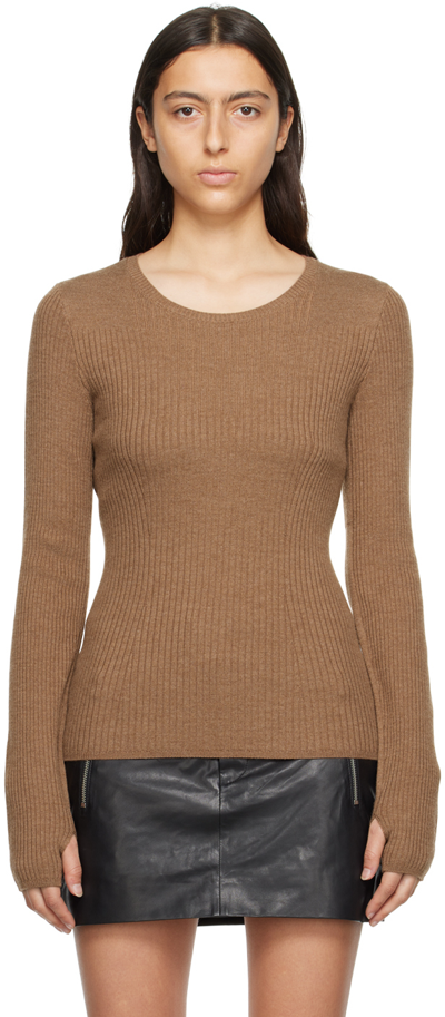 Rag & Bone Audrina Brushed-texture Wool-blend Knitted Top In Camel