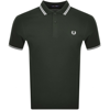 Fred Perry Navy Twin Tipped Polo In Green