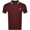 FRED PERRY FRED PERRY TWIN TIPPED POLO T SHIRT BURGUNDY