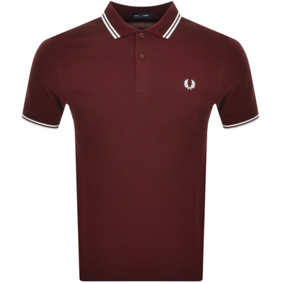 Fred Perry Twin Tipped Cotton Polo Shirt In Burgundy