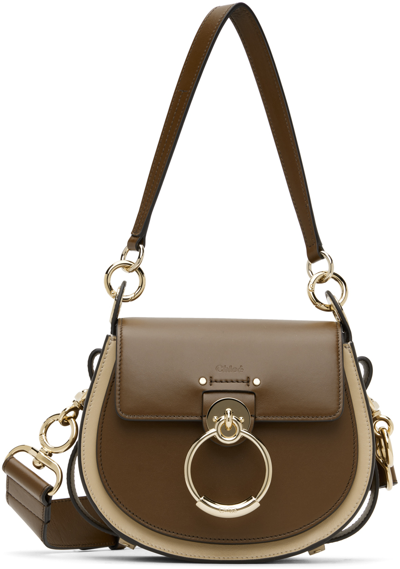 Chloé Brown & Beige Small Tess Bag In 20g Argil Brown