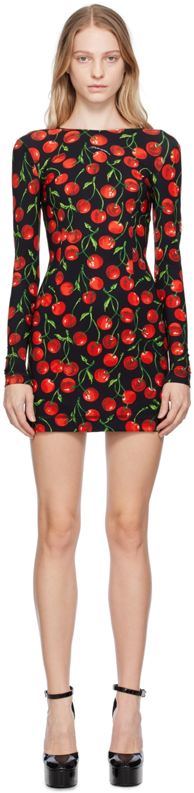 Dolce & Gabbana Cherry-print Minidress In Multicolor