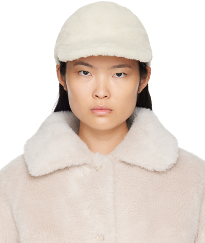 Yves Salomon White Curly Shearling Cap In A1006 Meringue