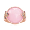 Ross-simons Pink Opal And Multicolored Sapphire Floral Ring With White Topaz Accents In 18kt Rose Gold Over Ster In Pink