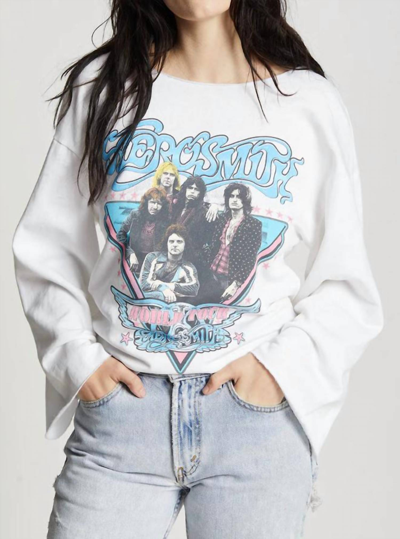 Recycled Karma Aerosmith World Tour Bell Sleeve Top In White
