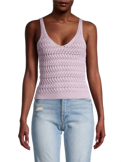 White + Warren Cotton Stretch Textured Tank In Pale Wisteria In Multi