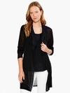 Nic + Zoe Featherweight Drape Linen Blend Cardigan In Black