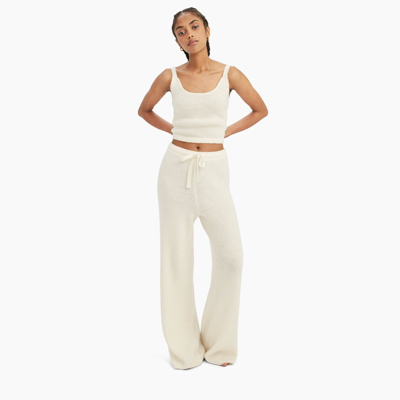 Naadam Cashmere Paperbag Wide Leg Pants In White