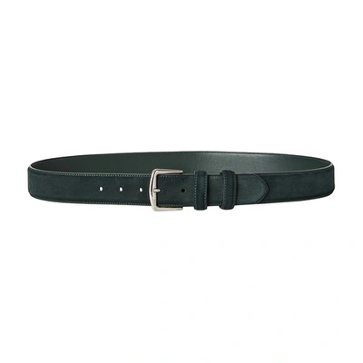 Loro Piana Men's Basic Suede Belt In Dark Green