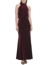Eliza J Petites Womens Velvet Long Evening Dress In Plum