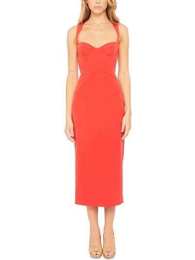 Bardot Junior Kindred Womens Corset Seamed Midi Sheath Dress In Red