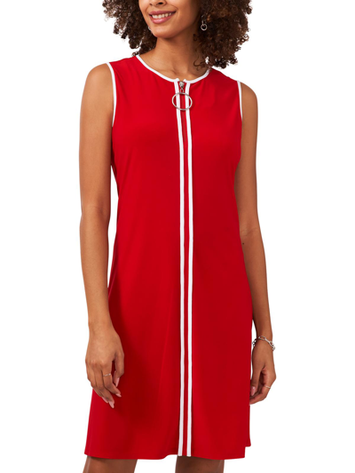 Msk Womens Zip-front Above Knee Shift Dress In Red