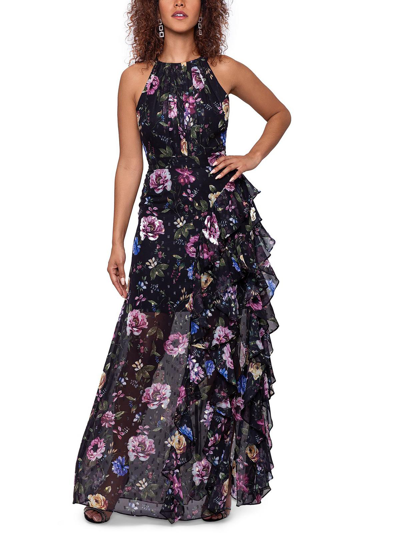 Betsy & Adam Womens Floral Long Evening Dress In Multi