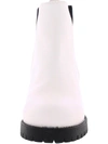 Mia Cayson D Womens Faux Leather Pull On Ankle Boots In White