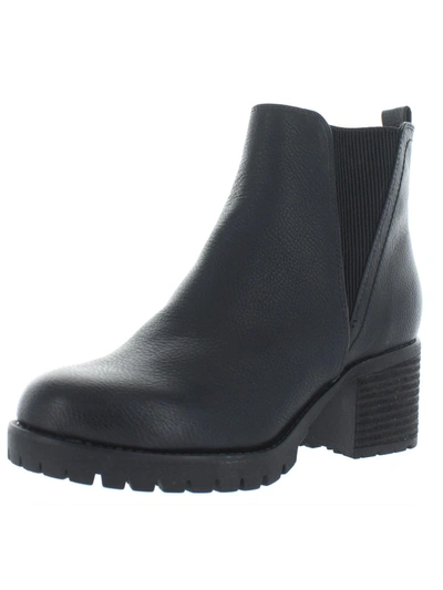 Mia Womens Stretch Manmade Chelsea Boots In Black