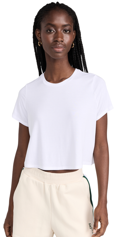ALO YOGA CROPPED ALL DAY SHORT SLEEVE TEE WHITE