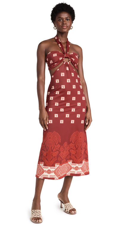 Johanna Ortiz Quechua Printed Maxi Dress In Burgundy