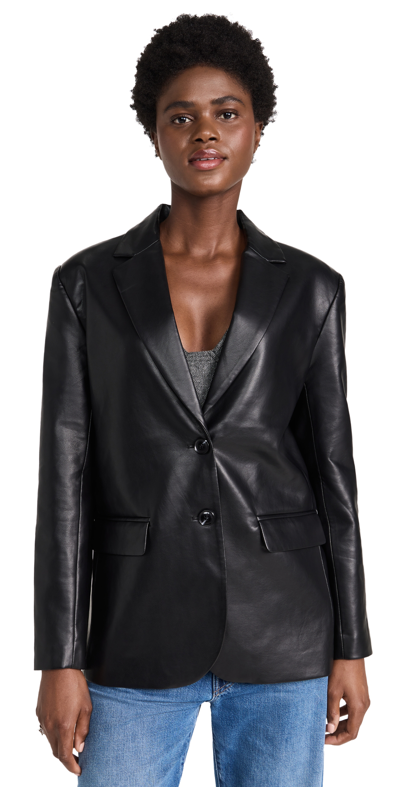 Wayf Faux Leather Blazer In Black