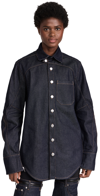 Coperni Moto Oversized Denim Shirt In Dark Navy