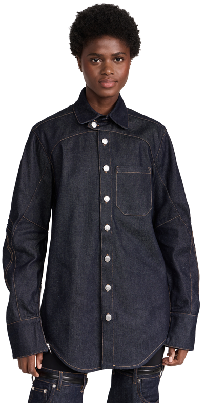 Coperni Moto Oversized Denim Shirt In Blue