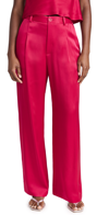 LAPOINTE DOUBLEFACE SATIN RELAXED PLEATED PANTS CERISE