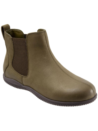 Softwalk Highland Womens Leather Round Toe Ankle Boots In Green