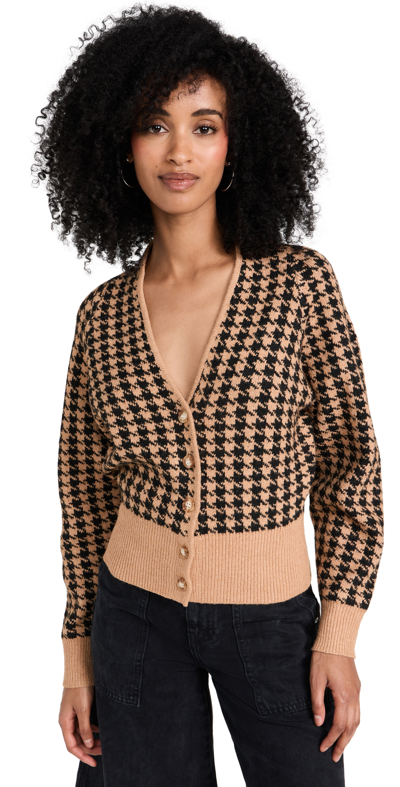 Astr Ruby Cardigan In Taupe Black