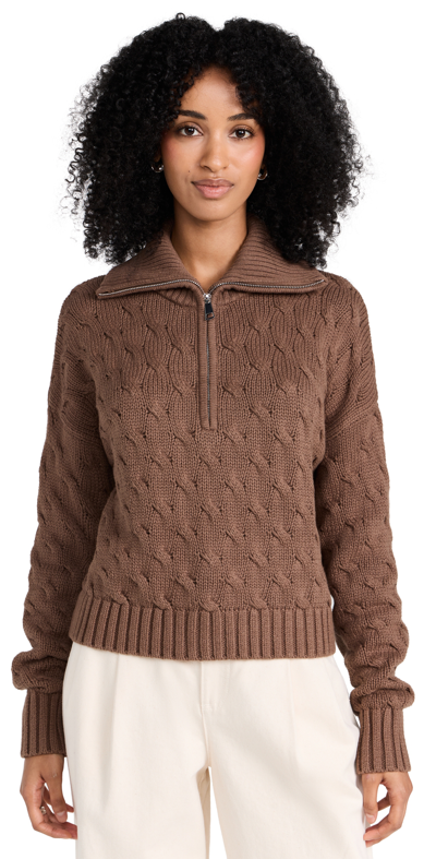 Nsf Aminah Crop Cable Knit Half Zip Pullover In Brown