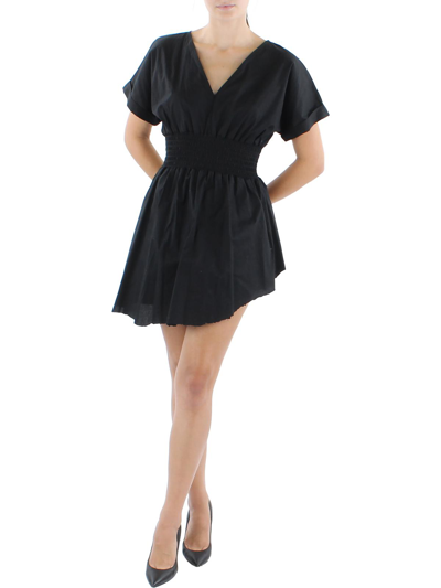 Ava + Esme Womens V-neck Short Mini Dress In Black