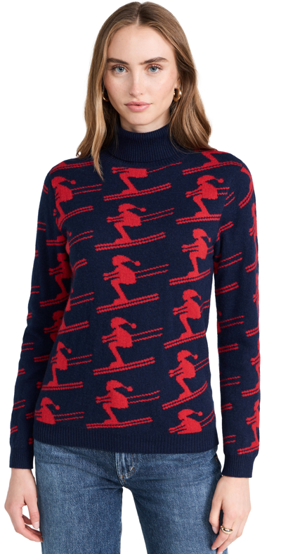 Jumper 1234 All Over Ski Roll Collar Sweater In Rhubarb Red