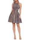 BETSY & ADAM WOMENS METALLIC MINI COCKTAIL AND PARTY DRESS