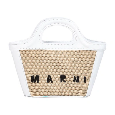 Marni Tropicalia Micro Cotton-blend Basket Bag In White