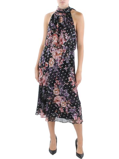 Adrianna Papell Womens Chiffon Printed Cocktail And Party Dress In Black