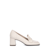 Aquatalia Carlina Leather Heeled Penny Loafers In White