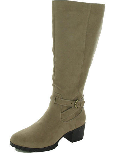 Dr. Scholl's Shoes Like It Womens Wide Calf Microfiber Knee-high Boots In Beige