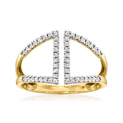 Rs Pure By Ross-simons Diamond Open-space Geometric Ring In 14kt Yellow Gold In White