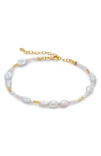 Monica Vinader Pearl Scatter Bracelet In 18ct Gold Vermeil/pearl