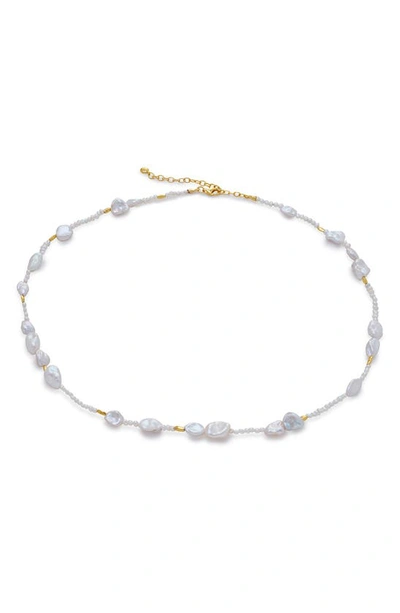 Monica Vinader Pearl Scatter Necklace In 18ct Gold Vermeil / Pearl