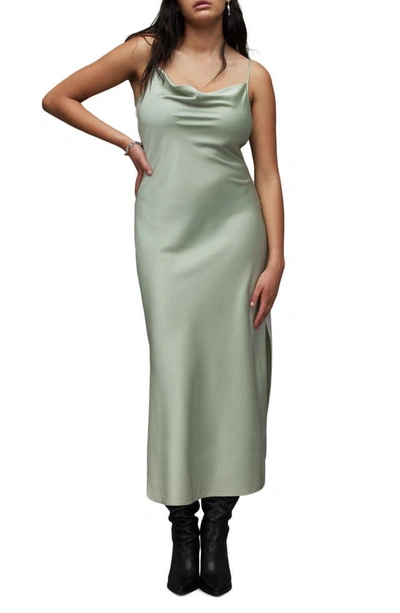 Allsaints Hadley Satin Slipdress In Pistachio Green